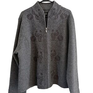 Alexandra Bartlett Charcoal Bomber Jacket with Embroidery